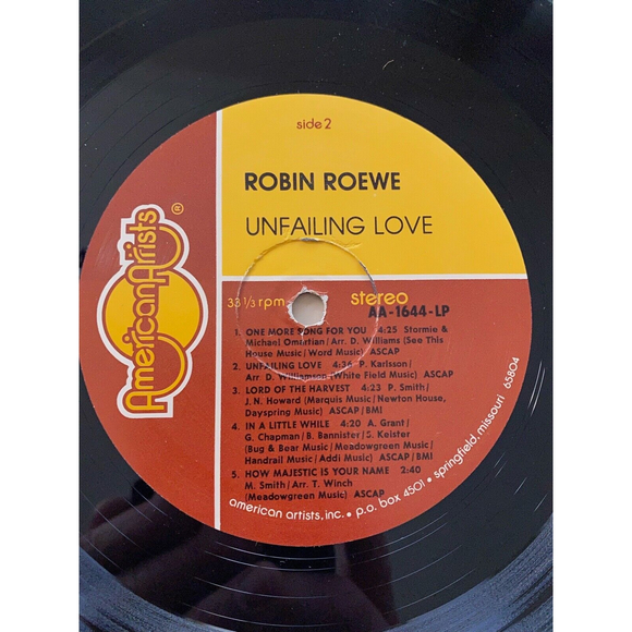 Robin Roewe Sings Unfailing Love LP American Artists AA-1644 VG+ Vinyl Record - Picture 7 of 7